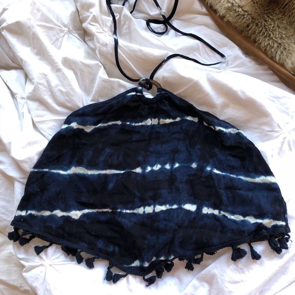 Tie Dye Fringe Halter Top